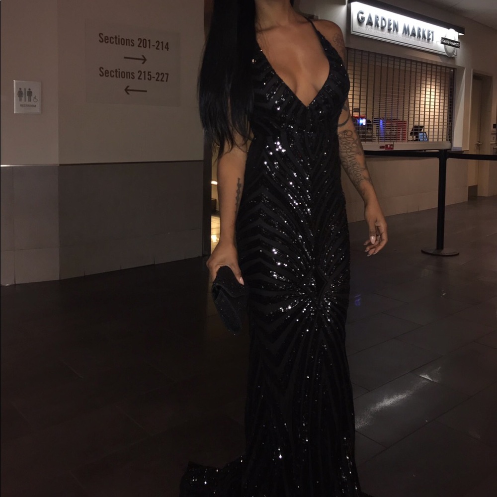 Black Sequin Gown